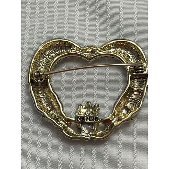 Napier Irish Claddagh Brooch Pin Crystals St Patricks Day Green Signed - Picture 4 of 5